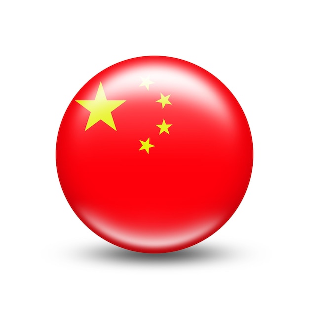 China country flag in sphere with white shadow - illustration