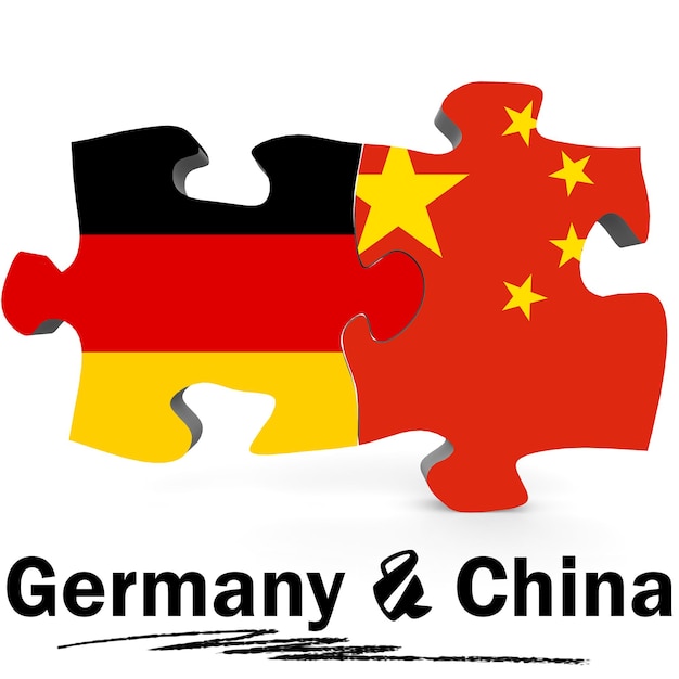 China and Germany flags in puzzle