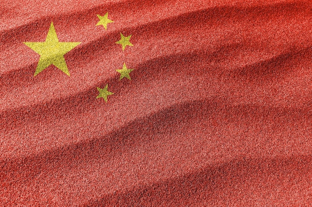 China sand flag, national flag sand background