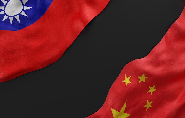 China and Taiwan flag of silk with copy space for your text or images 3d Rendering