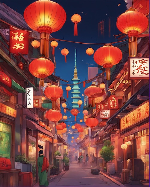 Chinatown Illustration Wallpaper Full Hd Wallpaper