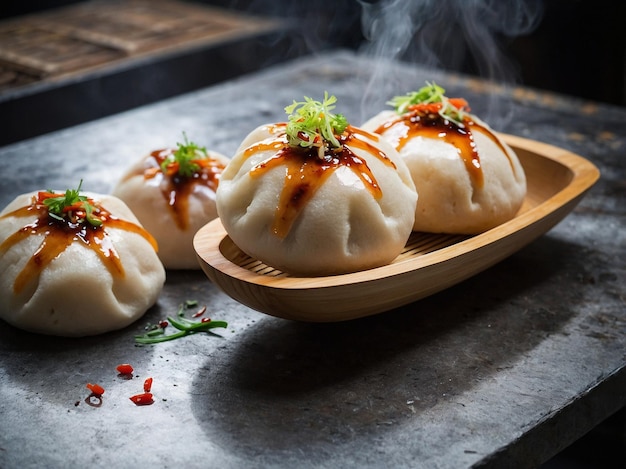 Photo chinese bbq pork baozi steamed buns