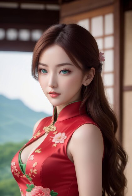 chinese beauty illustrations in traditional chinese dress