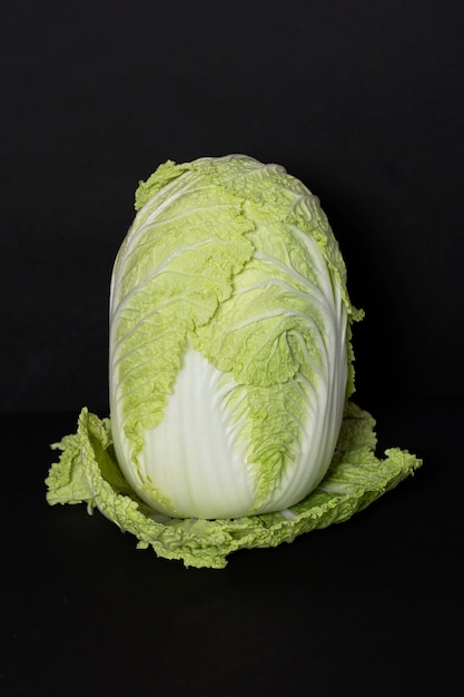 Chinese cabbage on black space