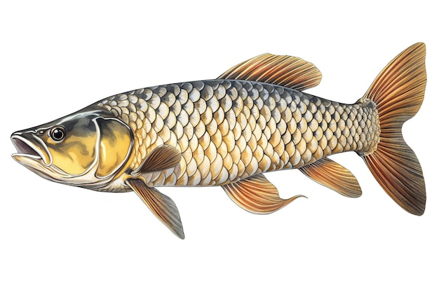 A chinese carp isolated on white background