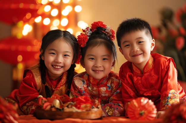 Chinese children in festive attire