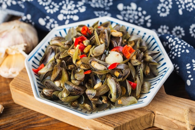 Chinese Chiuchow cuisinea plate of Musculus senhousei