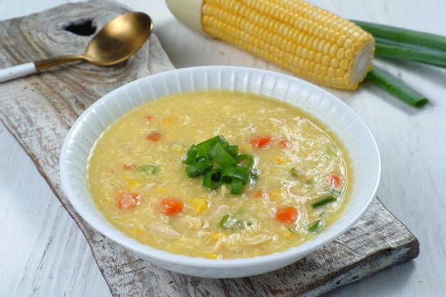 Chinese corn and chicken soup- healthy food style