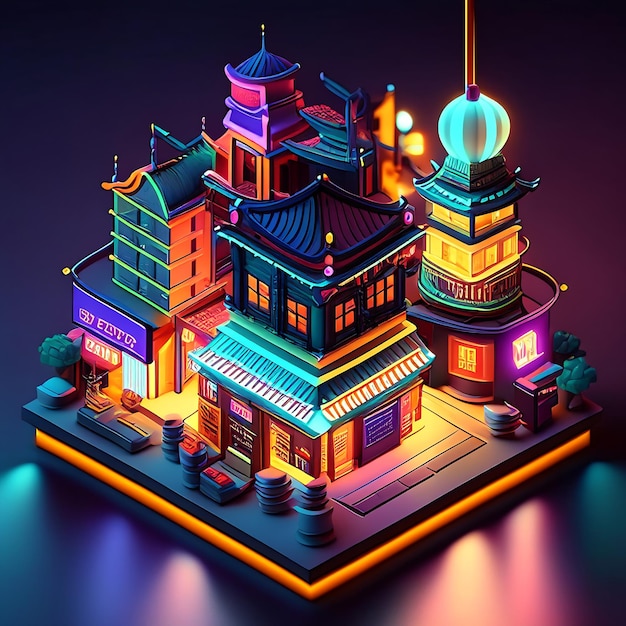 Chinese culture fancy smart city building or china town