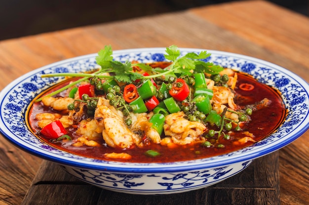 A Chinese delicacy boiled fish