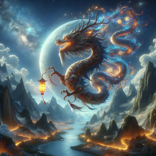 Chinese dragon 8k realistic background photo Chinese culture