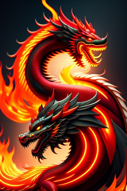 chinese dragon burning like a phoenix