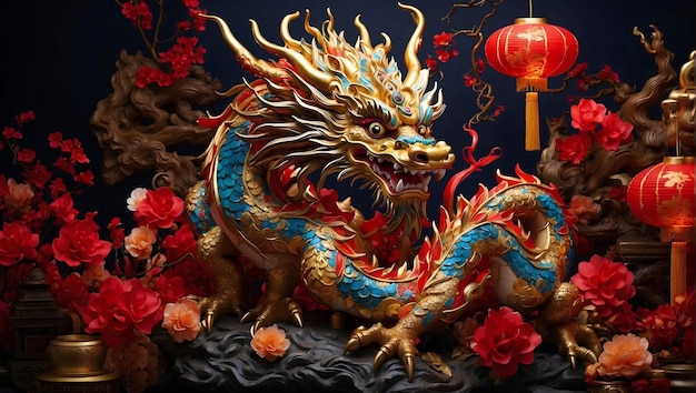 Chinese dragon intricately designed and revered as a symbol of Chinese New Year