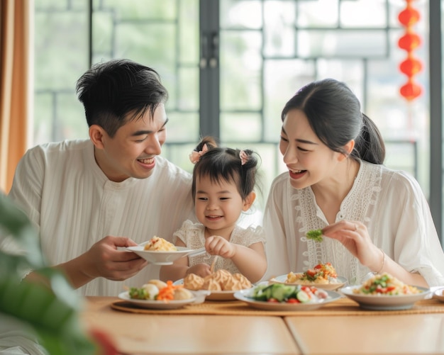 Chinese Family celebrate for Chinese New Year celebrate food happy face photographers to promote Chi