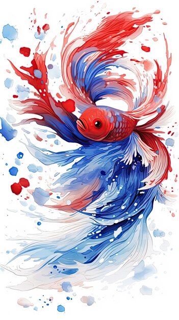 Chinese fighting fish abstract art Abstract Watercolor create a unique and dynamic wallpaper Generated with AI