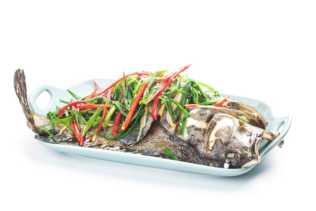 Chinese food:A delicious steamed grouper