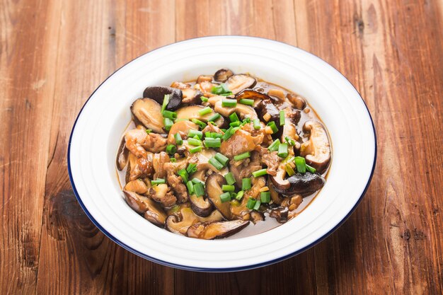 Chinese food, and shiitake mushroom stir fried with chicken