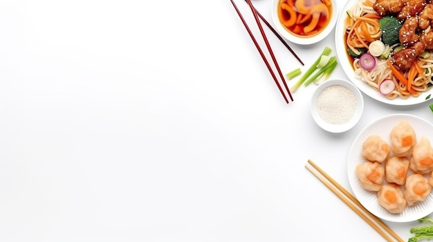 Chinese food on white background