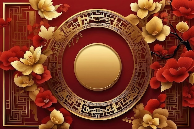 Chinese frame background red and gold