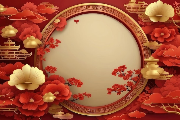 Chinese frame background red and gold