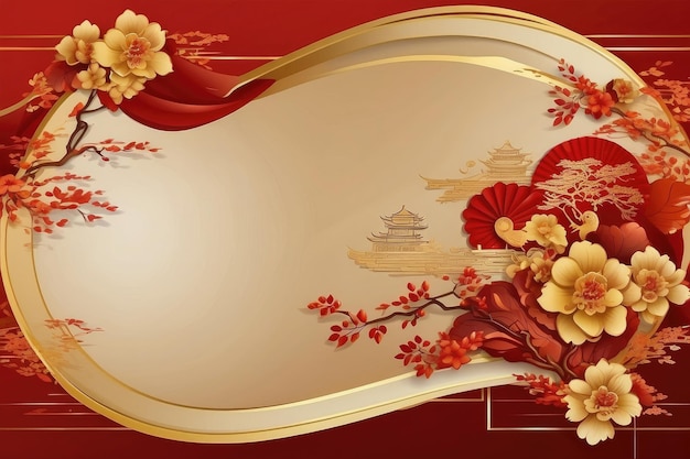 Chinese frame background red and gold