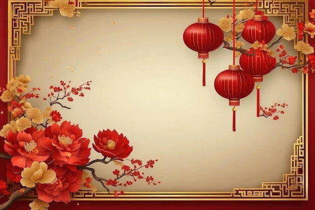 Chinese frame background red and gold