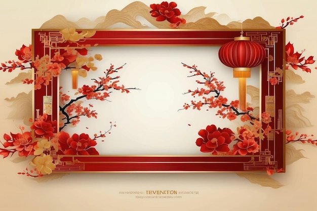 Chinese frame background red and gold