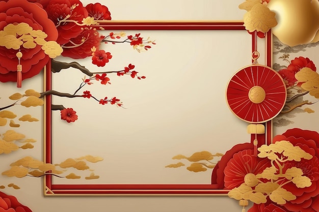 Chinese frame background red and gold