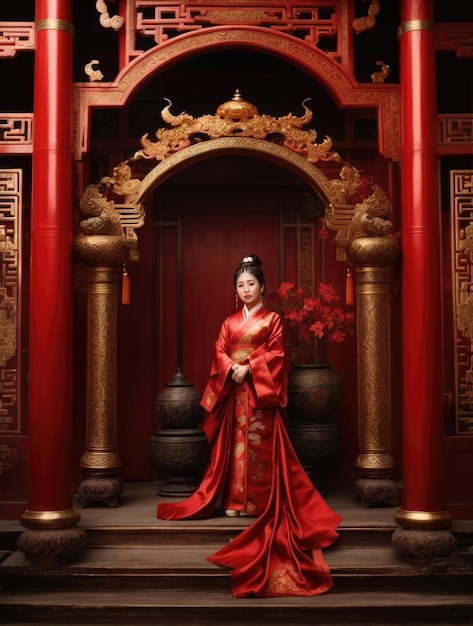 Chinese frame background red and gold