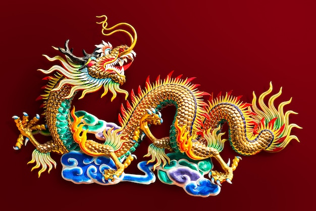 Chinese golden dragon statue