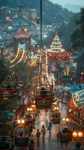 Chinese kids enjoying funfair in China