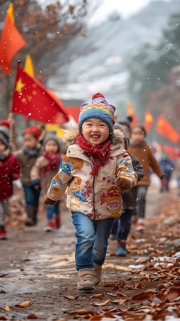 Chinese kids having school sports day in China