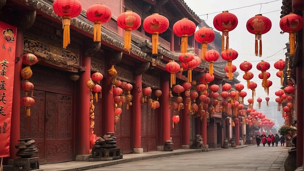 Chinese lantern decoration for chinese new year at night Lunar New Year on bokeh Background