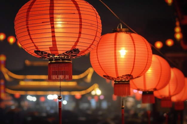 Chinese lanterns at night Chiang Mai Thailand Asia