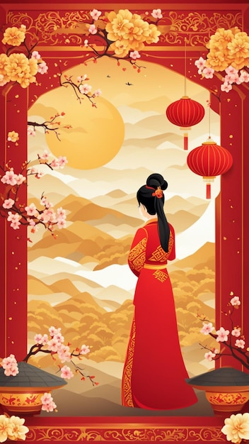 Chinese Lunar New Year Card Template Design