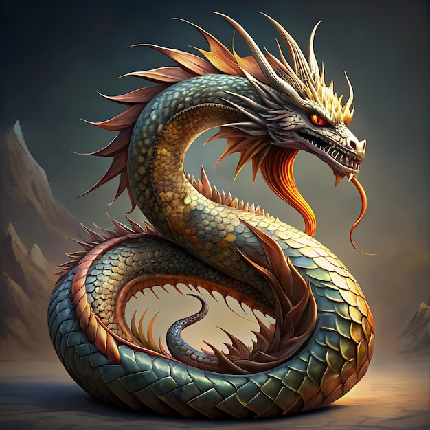 chinese medieval snake dragon model