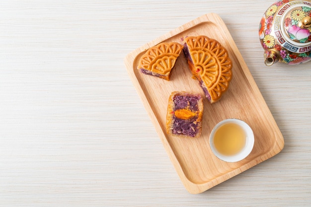 Chinese moon cake purple sweet potato flavour