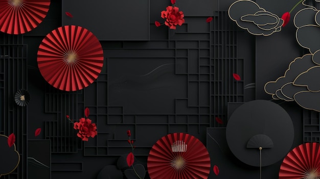 chinese new year background abstract oriental wallpaper black square window inspiration vecto