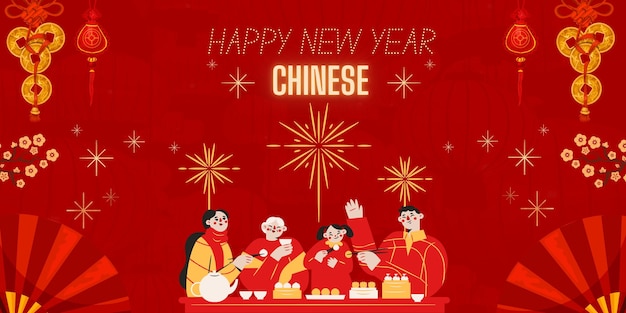 Chinese New Year banner, happy Chinese new year