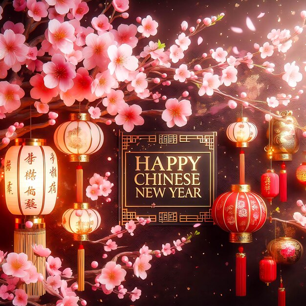 Chinese New Year celebration festive background design 10th February