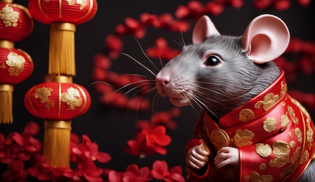 Chinese new year chinese zodiac animal rat background 3d Chinese new year background wallpaper