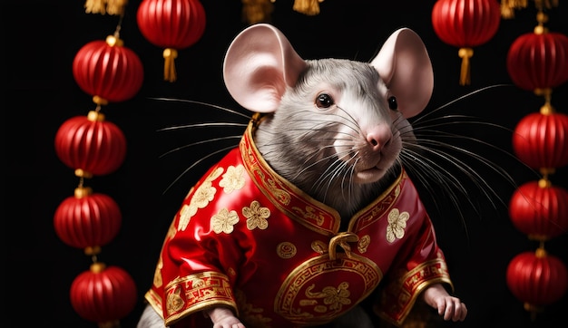 Chinese new year chinese zodiac animal rat background 3d Chinese new year background wallpaper