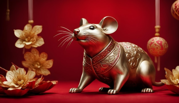 Chinese new year chinese zodiac animal rat background 3d Chinese new year background wallpaper