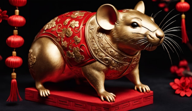 Chinese new year chinese zodiac animal rat background 3d Chinese new year background wallpaper