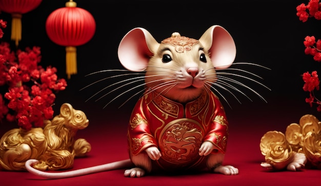 Chinese new year chinese zodiac animal rat background 3d Chinese new year background wallpaper