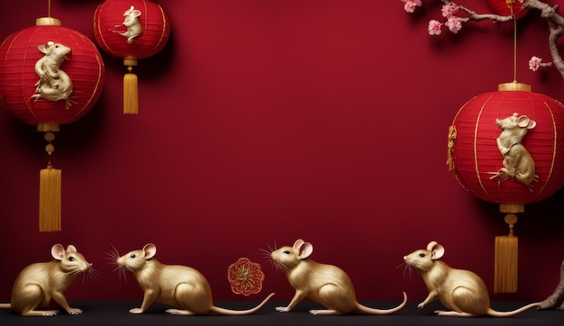 Chinese new year chinese zodiac animal rat background 3d Chinese new year background wallpaper