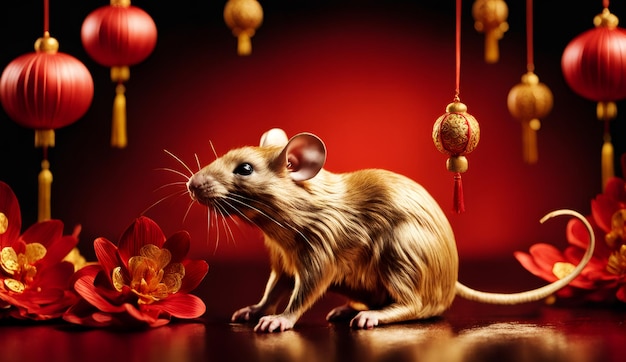 Chinese new year chinese zodiac animal rat background 3d Chinese new year background wallpaper