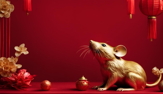 Chinese new year chinese zodiac animal rat background 3d Chinese new year background wallpaper