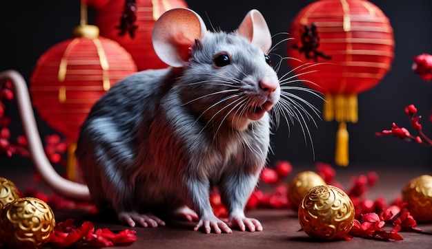 Chinese new year chinese zodiac animal rat background 3d Chinese new year background wallpaper