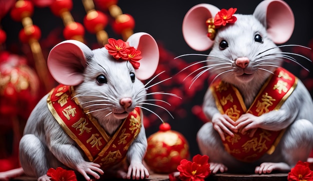 Chinese new year chinese zodiac animal rat background 3d Chinese new year background wallpaper